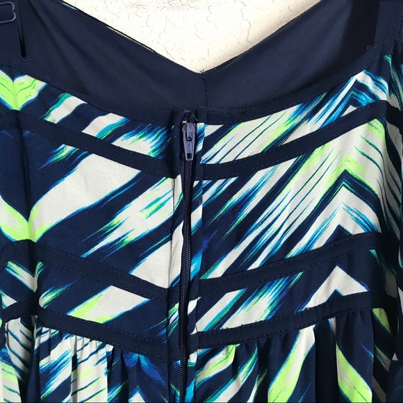 TORRID Maxi Dress Blue White Chevron Sheer Long - Picture 6 of 8